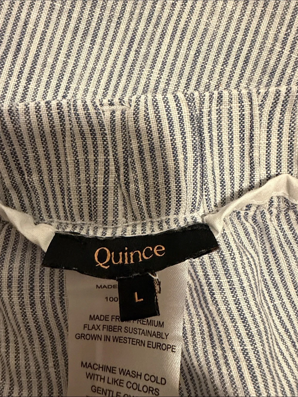 Quince 100% European Linen Blue Pinstripe Pants